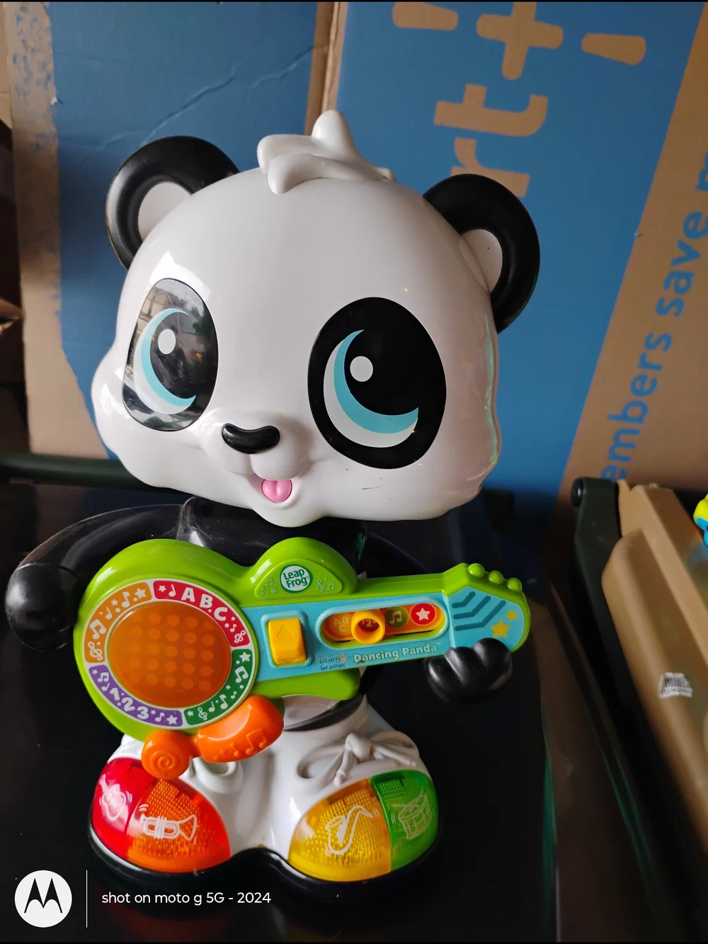 Musical Panda Learning Toy with Green Guitar - Black & White